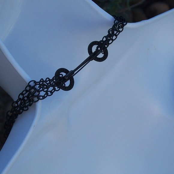 Handmade Double Strand Goth Beaded Necklace with Black Chains and Red Beads - Picture 7 of 16